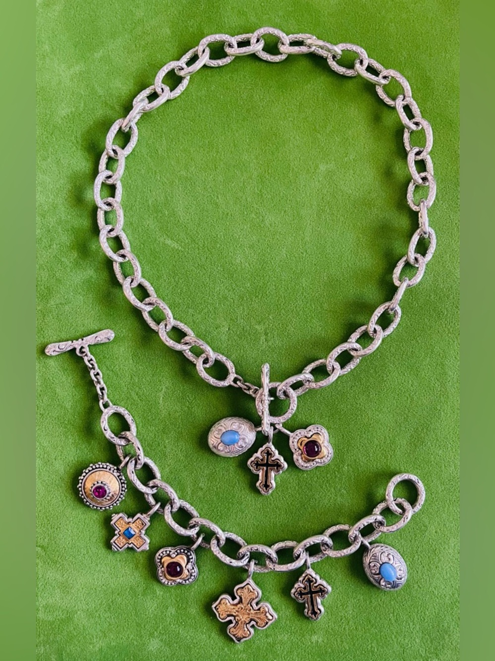 RARE Premier Designs Vintage Maltese Charm Bracelet/Necklace Jewelry Set. New